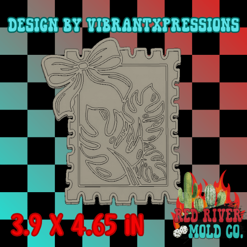 Monstera Stamp with a Bow Silicone Freshie Mold - Red River Mold Co