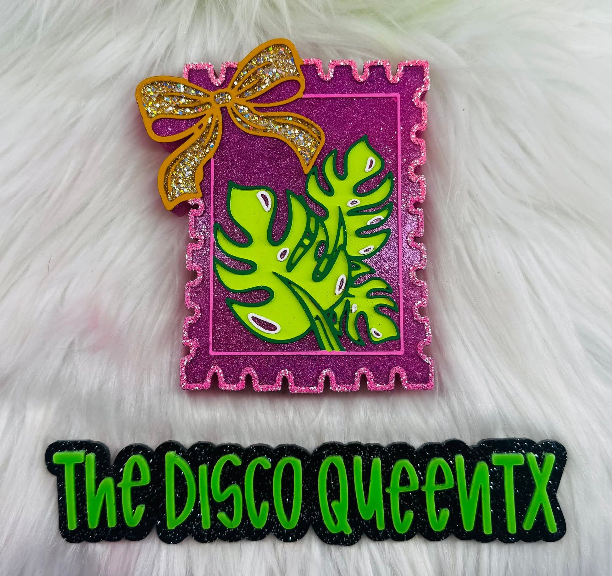 Monstera Stamp with a Bow Silicone Freshie Mold - Red River Mold Co