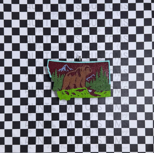 Montana with Mountains and a Bear Silicone Freshie Mold - Red River Mold Co