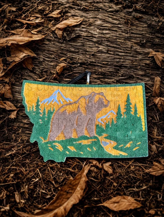 Montana with Mountains and a Bear Silicone Freshie Mold - Red River Mold Co