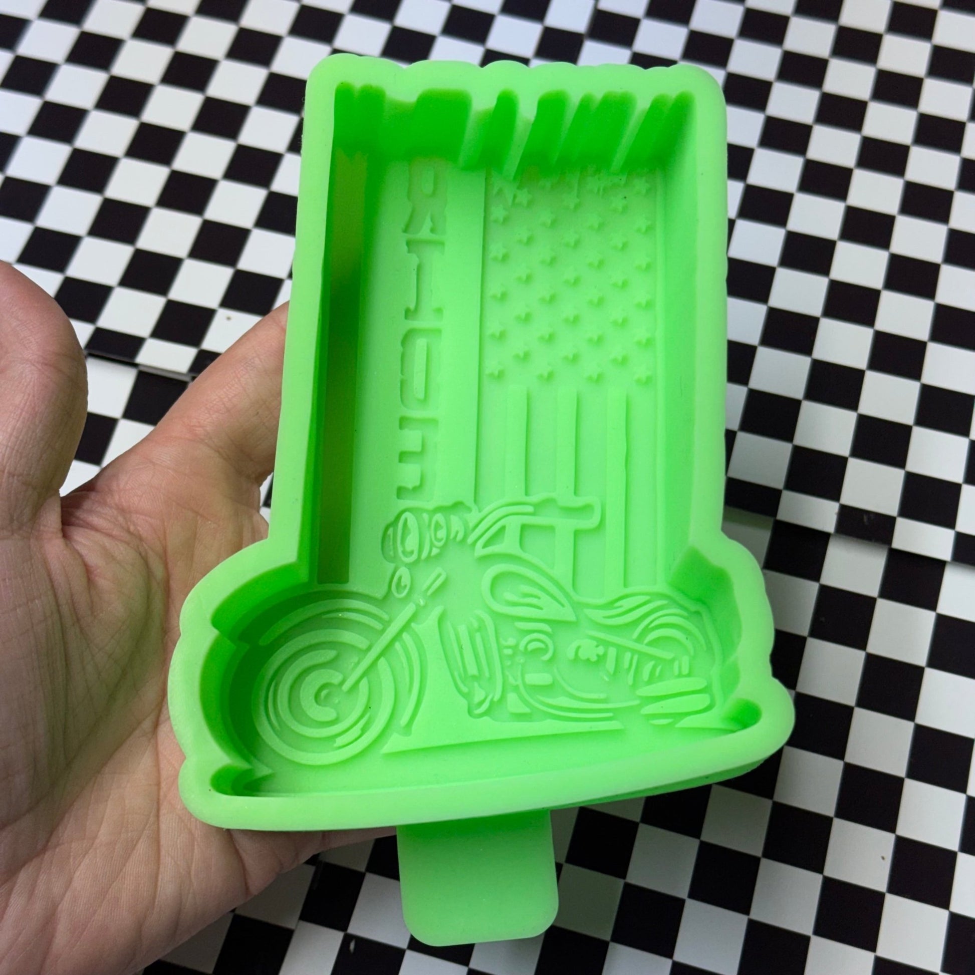 Motorcycle rider flag B - Grade Silicone Freshie Mold - Red River Mold Co
