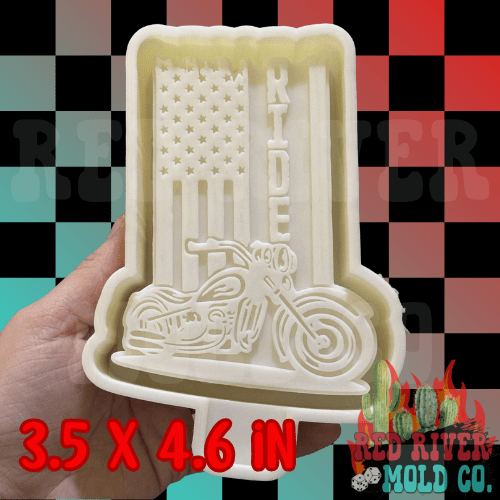 Motorcycle Rider Flag Silicone Freshie Mold - Red River Mold Co