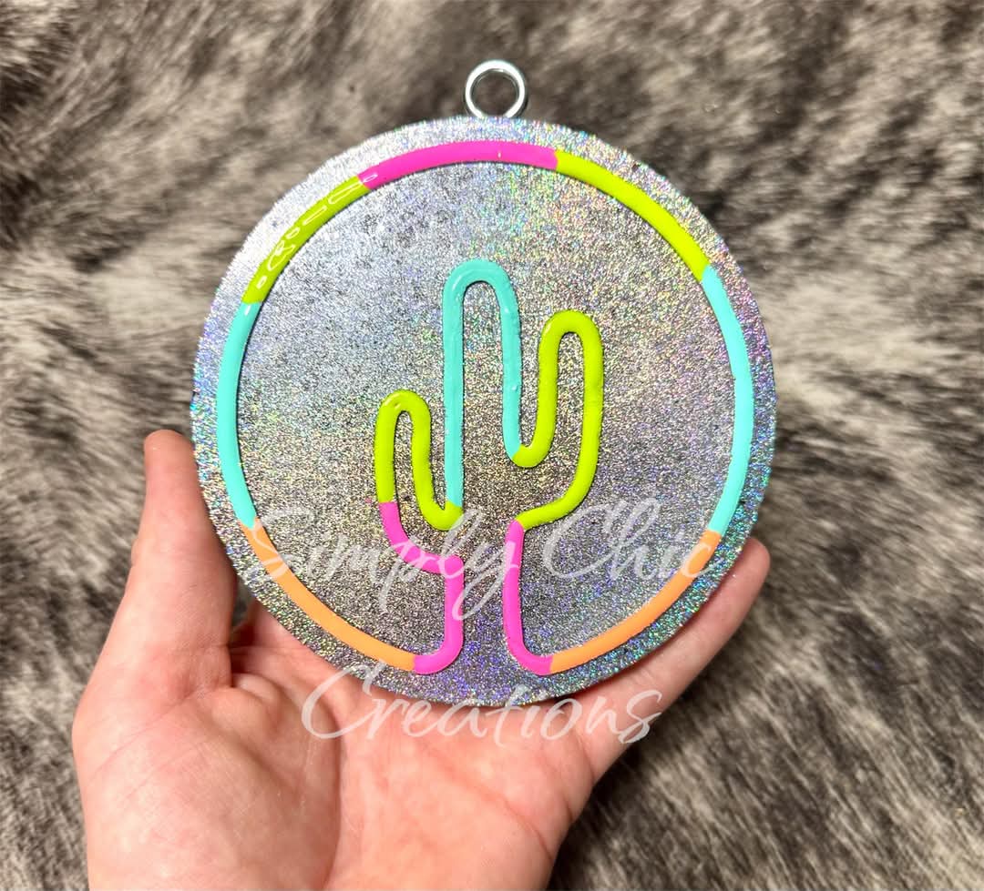 Neon Cactus Round Silicone Freshie Mold - Red River Mold Co