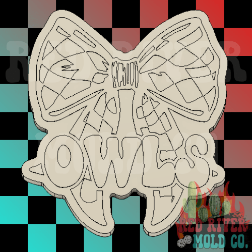 Owls With A Checkered Bow Silicone Freshie Mold - Red River Mold Co