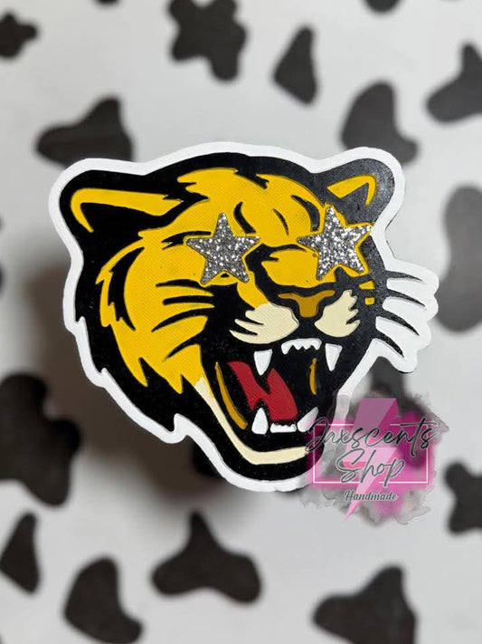 Panther/Cougar with star eyes Silicone Freshie Mold - Red River Mold Co