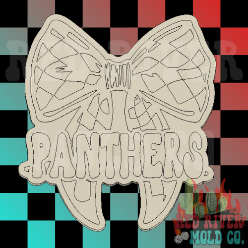 Panthers With A Checkered Bow Silicone Freshie Mold - Red River Mold Co