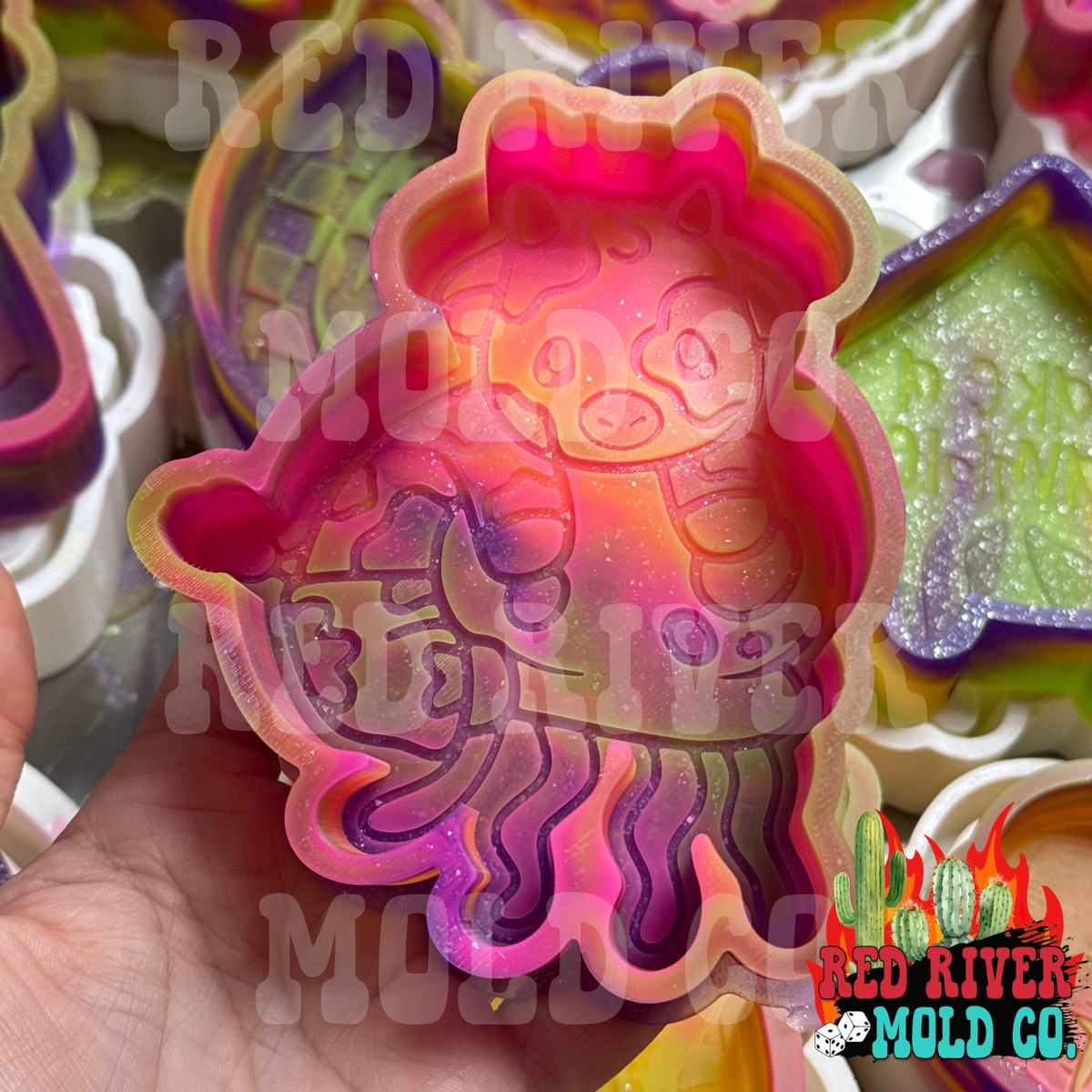 Patrick cow on a jellyfish Silicone Freshie Mold - Red River Mold Co
