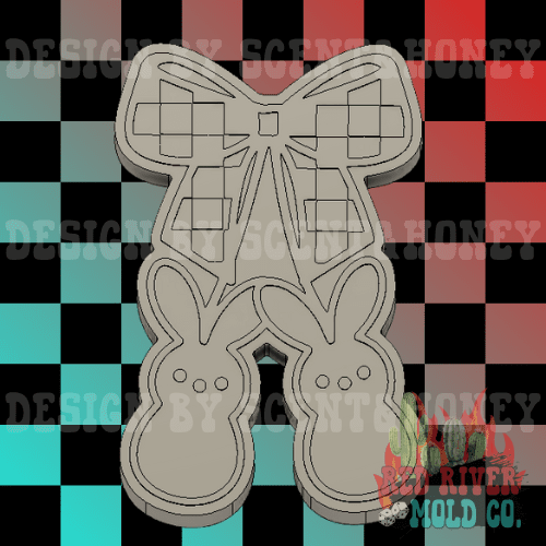 Peep Bunny Cherries with a Checkered Bow Silicone Freshie Mold - Red River Mold Co