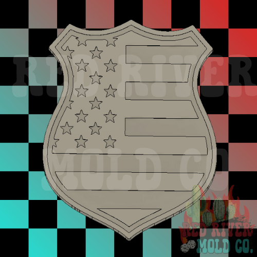 Police Badge Flag Silicone Freshie Mold - Red River Mold Co