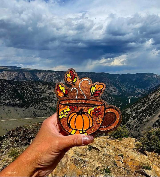 Pumpkin Fall Groovy Coffee Cup Silicone Freshie Mold - Red River Mold Co