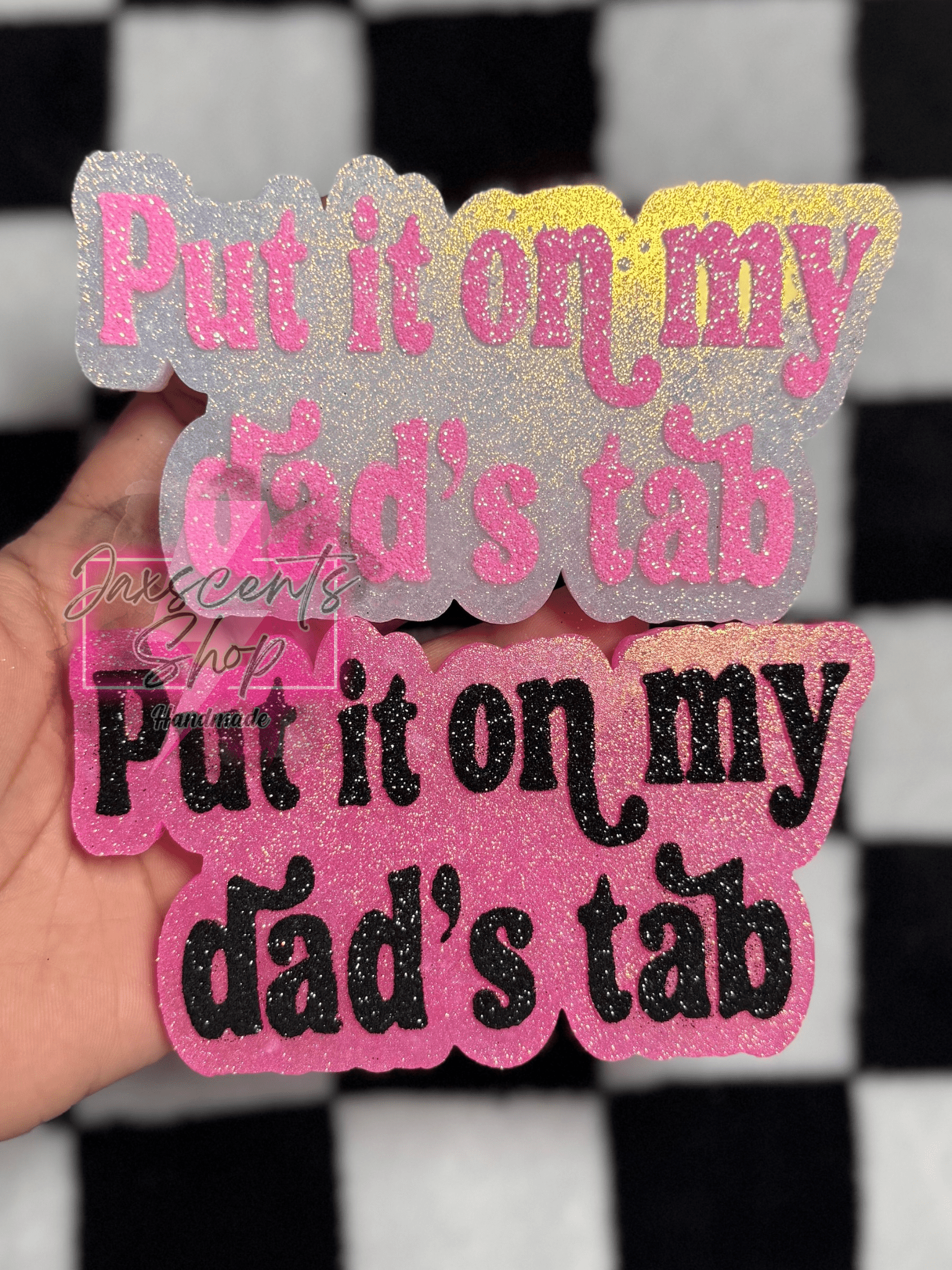 Put It On My Dad's Tab Silicone Freshie Mold - Red River Mold Co