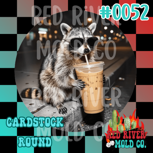 Raccoon coffee cardstock round (52) - Red River Mold Co