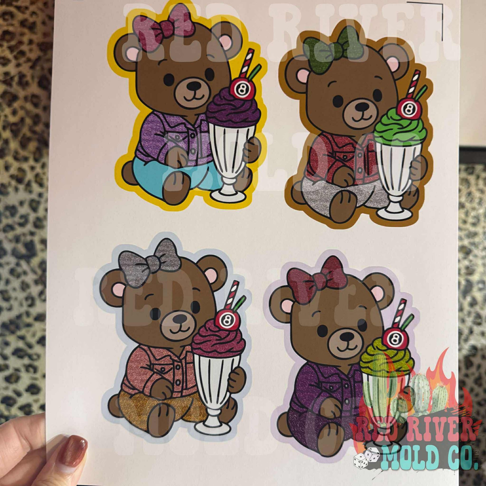 Raemade Bear With 8 Ball Milkshake cardstock grab bag - Red River Mold Co