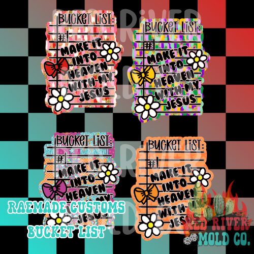 Raemade Customs Bucket list: make it to heaven cardstock grab bag 10 ct - Red River Mold Co