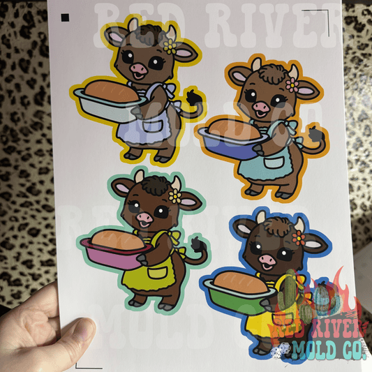 Raemade Customs Cow with bread cardstock grab bag - Red River Mold Co