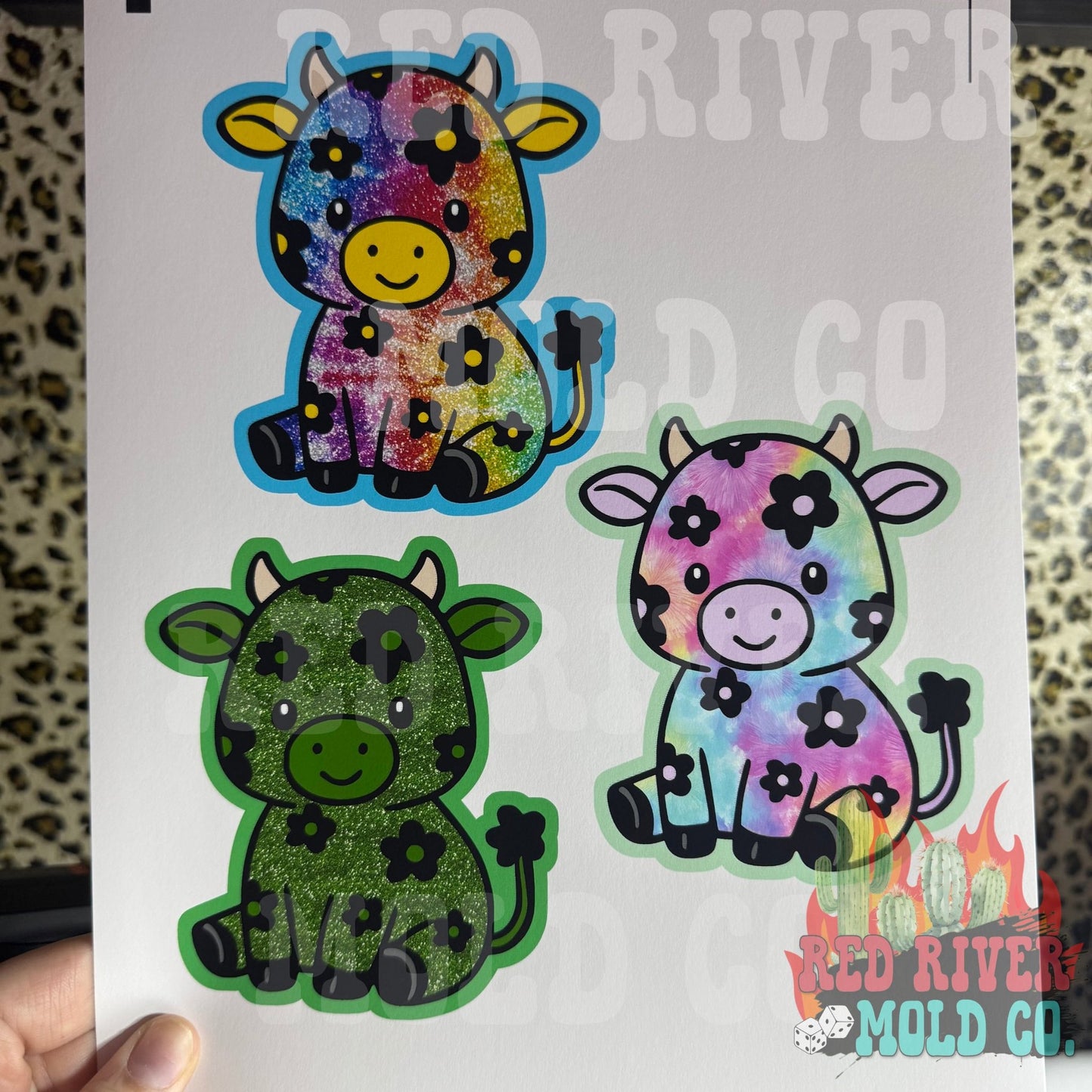 Raemade Customs Cow With Flowers cardstock grab bag - Red River Mold Co