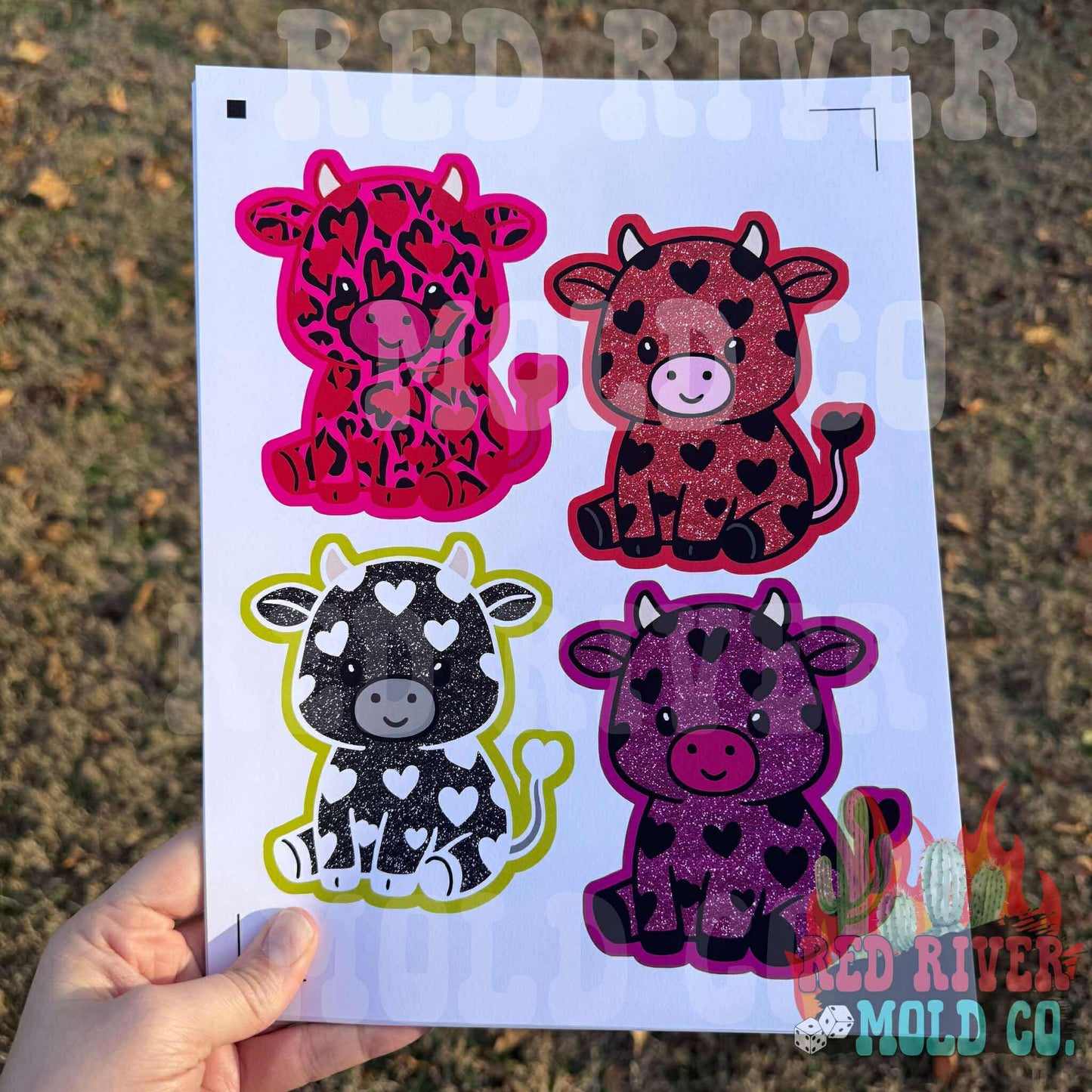 Raemade Customs Cow With Hearts cardstock grab bag - Red River Mold Co