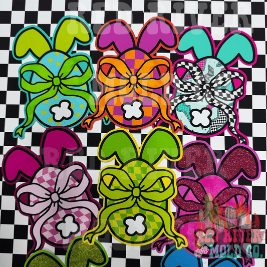 Raemade Customs Egg With Bow And Bunny Ears cardstock grab bag - Red River Mold Co