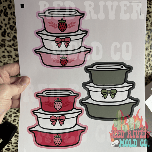 Raemade Customs Stacked Pyrex cardstock grab bag - Red River Mold Co