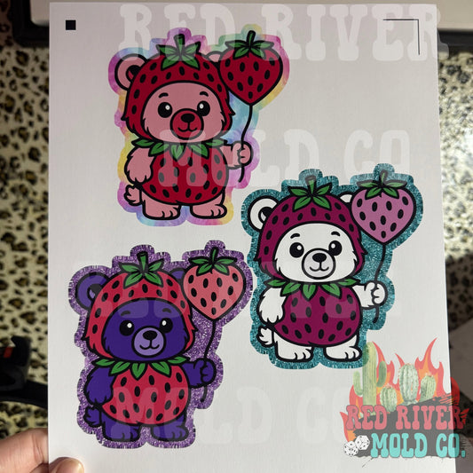 Raemade Customs Strawberry Bear cardstock grab bag - Red River Mold Co