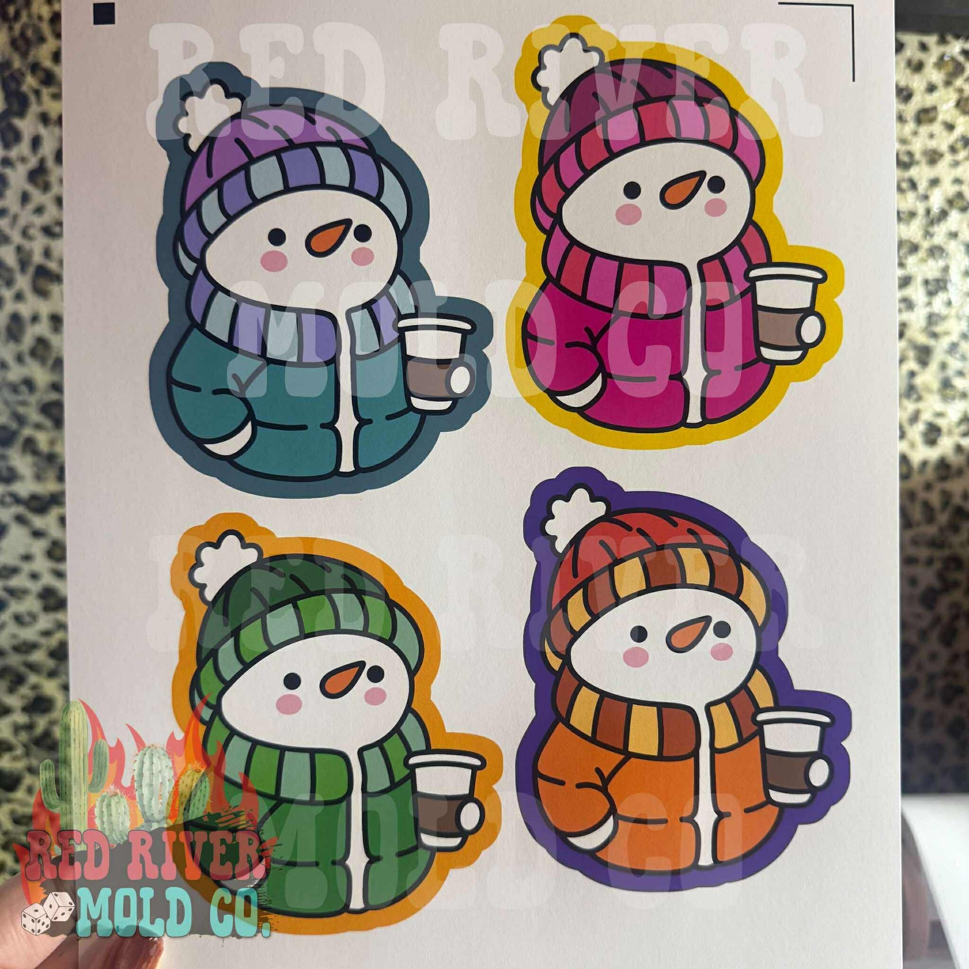 Raemade Snowman In A Puffer Coat cardstock grab bag - Red River Mold Co