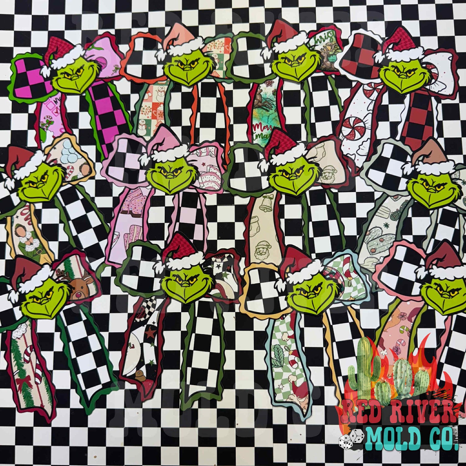 Raising Rimes Checkered Mean One Bow cardstock grab bag - Red River Mold Co