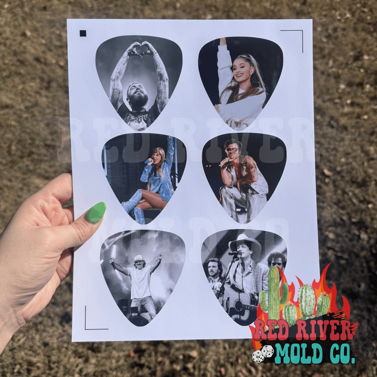 Ramblin Darlin Turquoise Guitar Pick cardstock grab bag - Red River Mold Co
