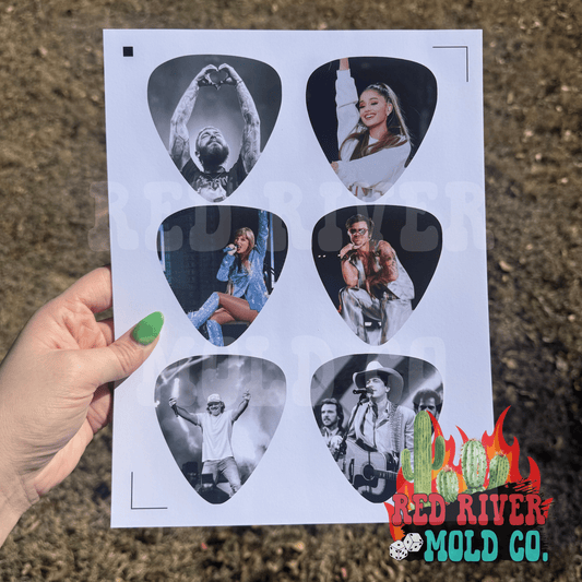 Ramblin Darlin Turquoise Guitar Pick cardstock grab bag - Red River Mold Co