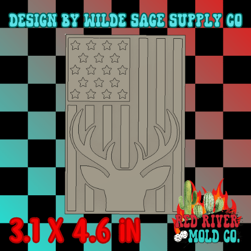Rectangle Deer Flag Silicone Freshie Mold - Red River Mold Co