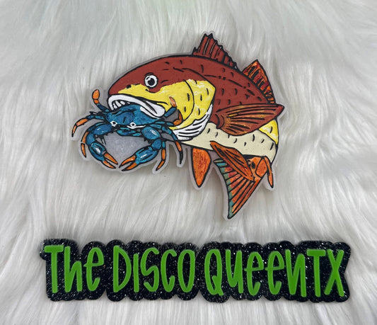 Red Fish With A Crab In It's Mouth Silicone Freshie Mold - Red River Mold Co