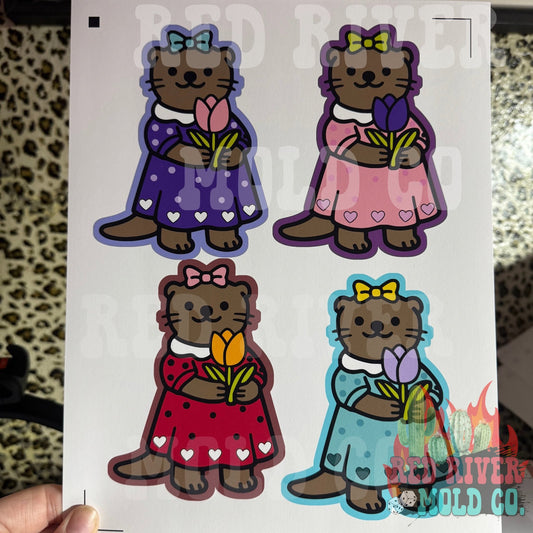 Red River Mold Baby Otter Holding a Tulip cardstock grab bag - Red River Mold Co