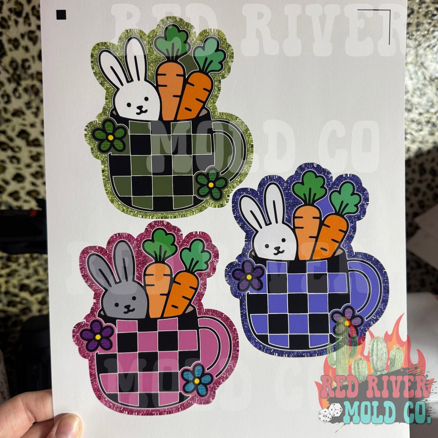 Red River Mold Checkered Easter Mug cardstock grab bag - Red River Mold Co