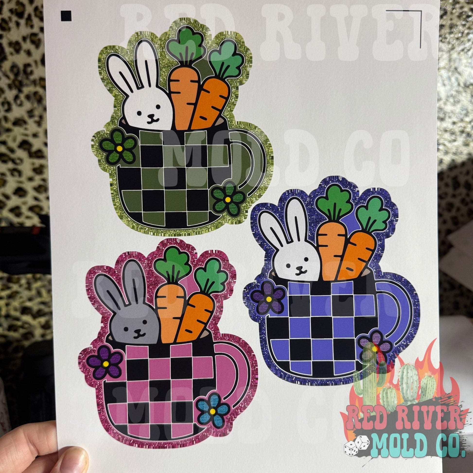Red River Mold Checkered Easter Mug cardstock grab bag - Red River Mold Co