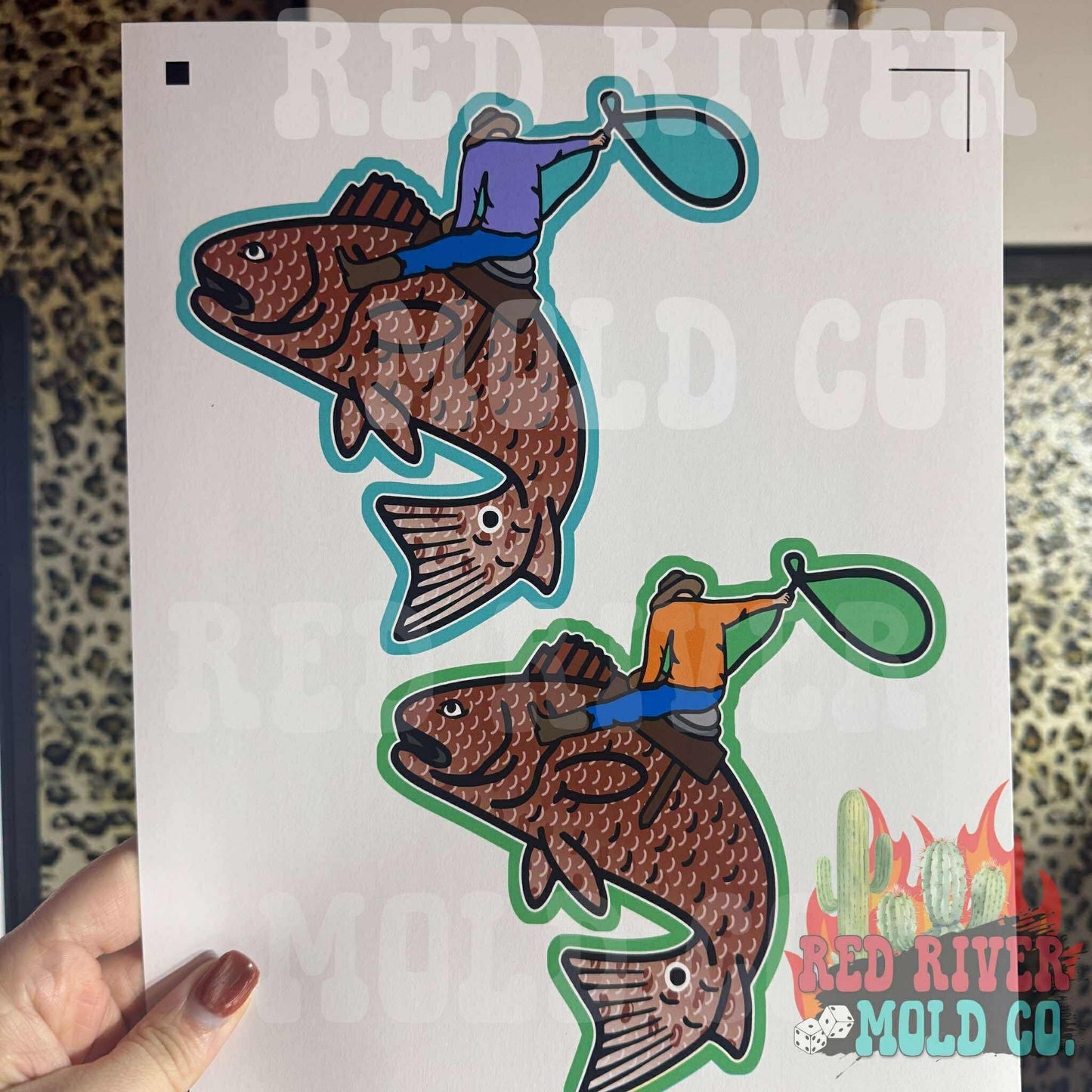 Red River Mold Co Cowboy Riding A Red Fish cardstock grab bag - Red River Mold Co