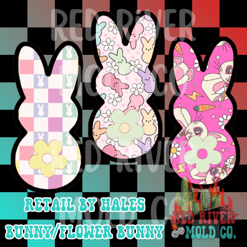 Retail by hales bunny/flower bunny cardstock grab bag 9 ct - Red River Mold Co