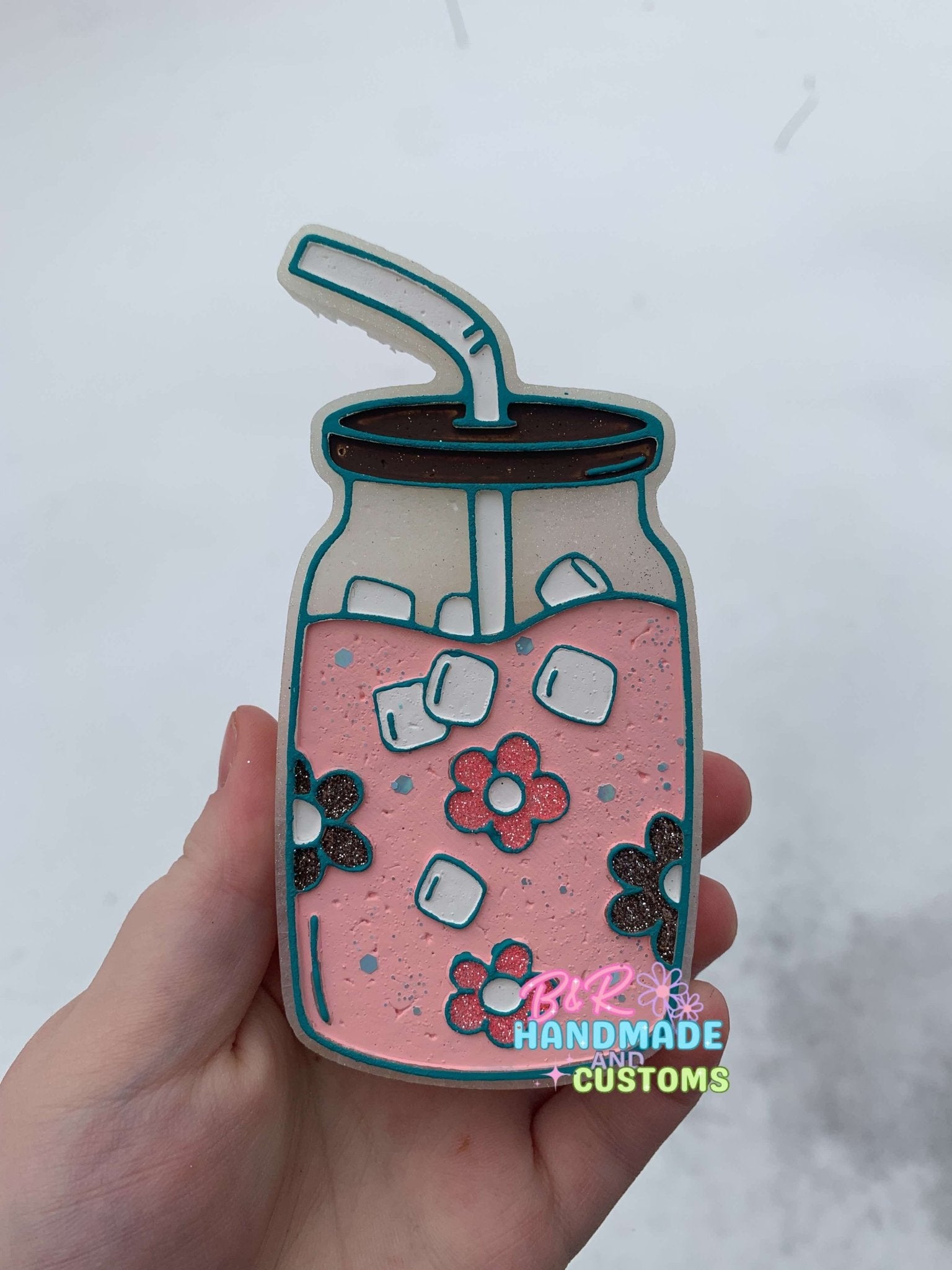 Retro Flower Tea Mason Jar Drink Silicone Freshie Mold - Red River Mold Co