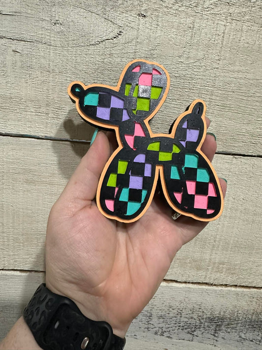 Checkered Balloon Dog Silicone Freshie Mold