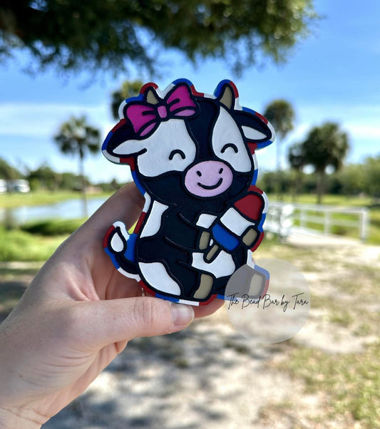 Cute Cow Holding bomb pop silicone freshie mold