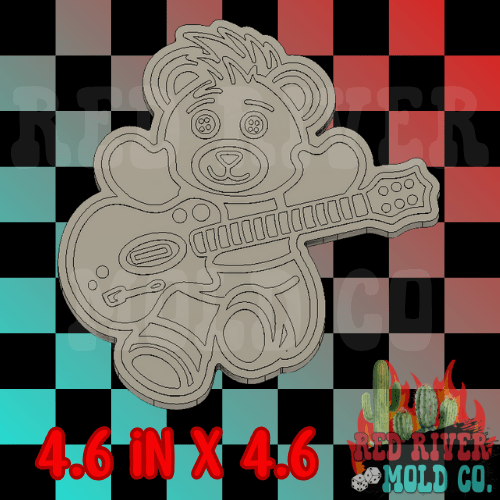 Rock Star Bear Silicone Freshie Mold - Red River Mold Co
