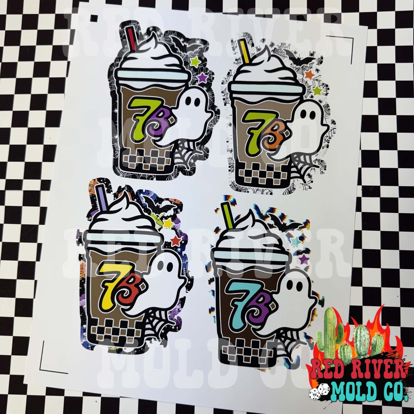 RRMC 7B ghost coffee cardstock grab bag 8 ct - Red River Mold Co