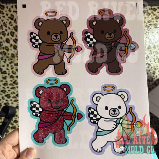 RRMC Checkered Cupid Bear cardstock grab bag - Red River Mold Co