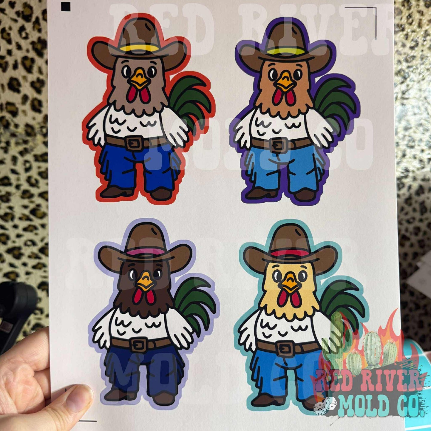RRMC Cowboy Rooster cardstock grab bag - Red River Mold Co