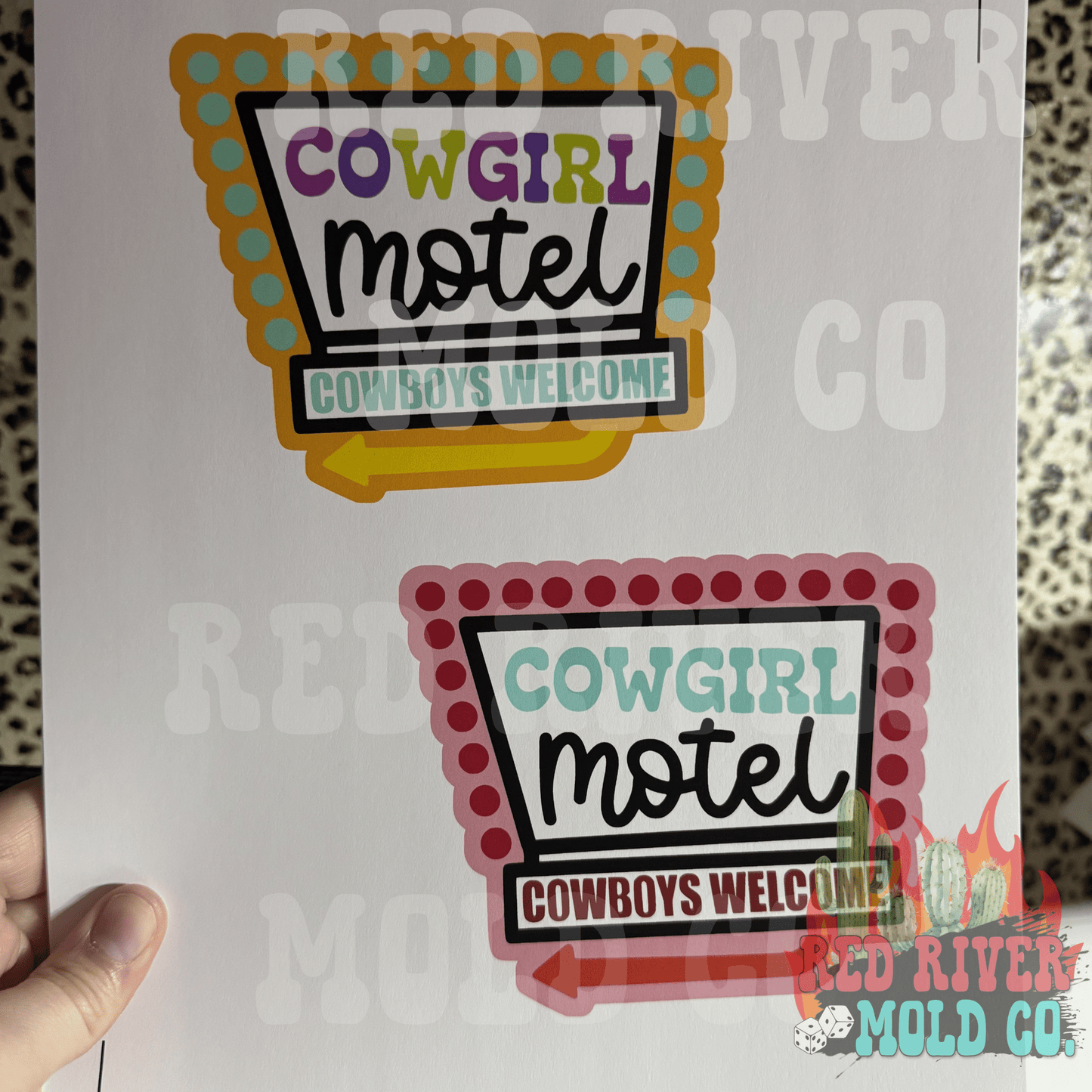 RRMC Cowgirl Motel Neon Sign cardstock grab bag - Red River Mold Co