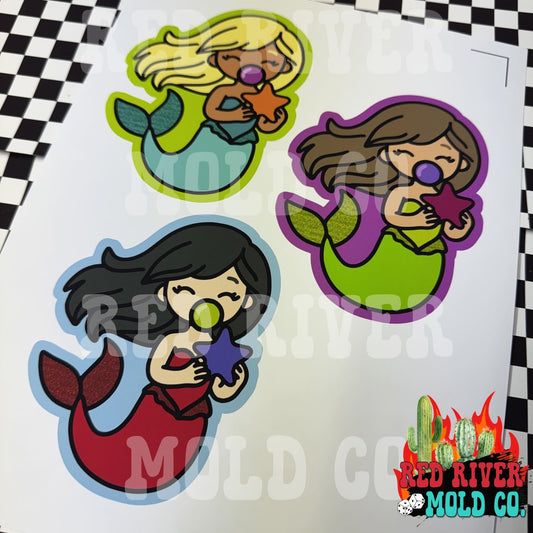 RRMC Mermaid blowing a bubble cardstock grab bag (9ct) - Red River Mold Co