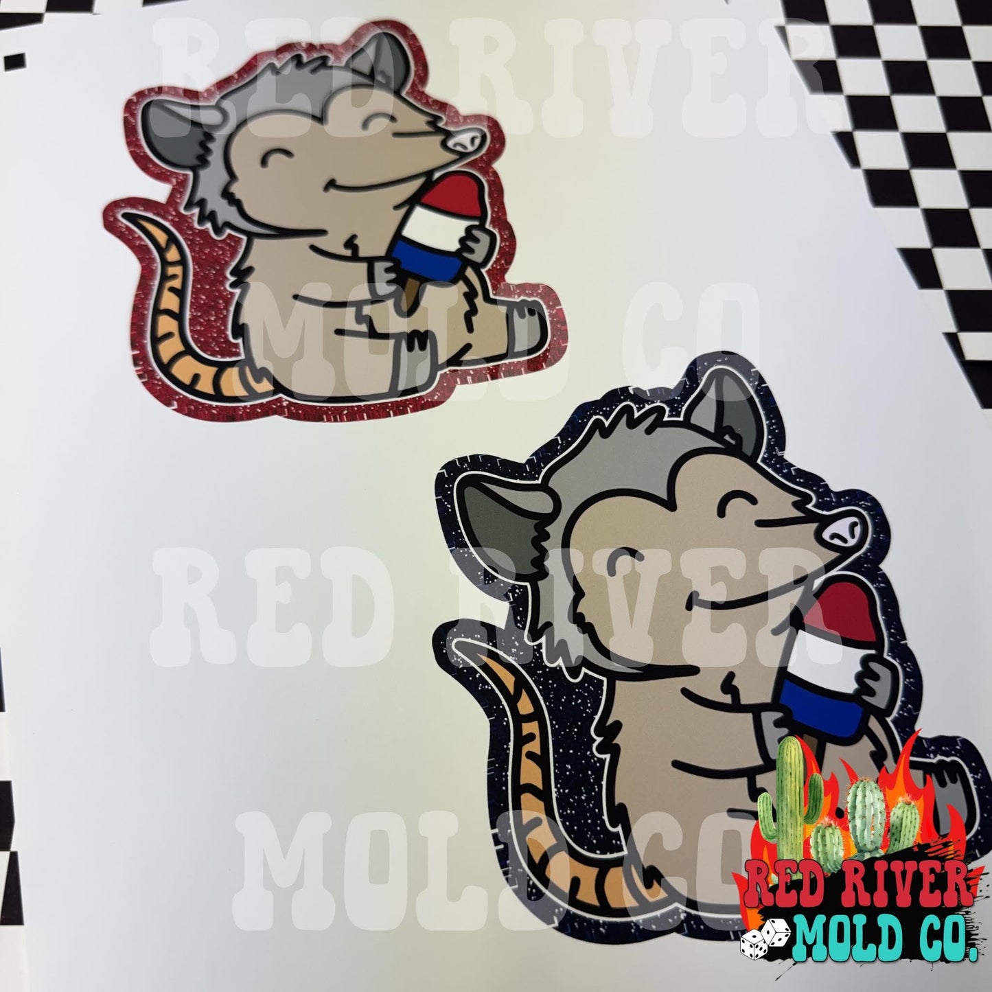 RRMC possum with a bomb pop cardstock grab bag (10 ct) - Red River Mold Co