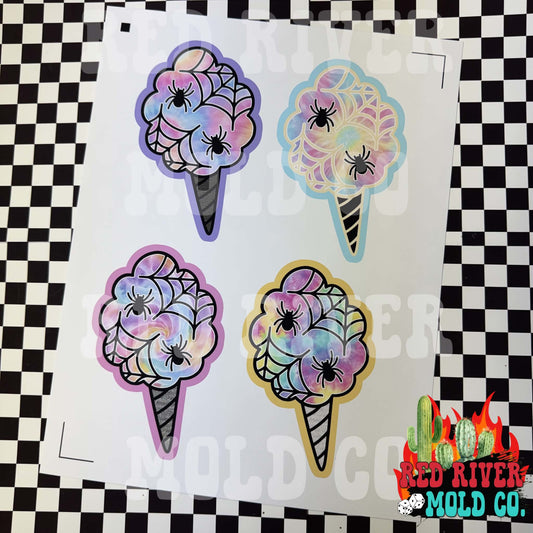 RRMC Spider Cotton Candy cardstock grab bag 8 ct - Red River Mold Co