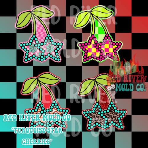 RRMC Turquoise Star Cherries cardstock grab bag - Red River Mold Co