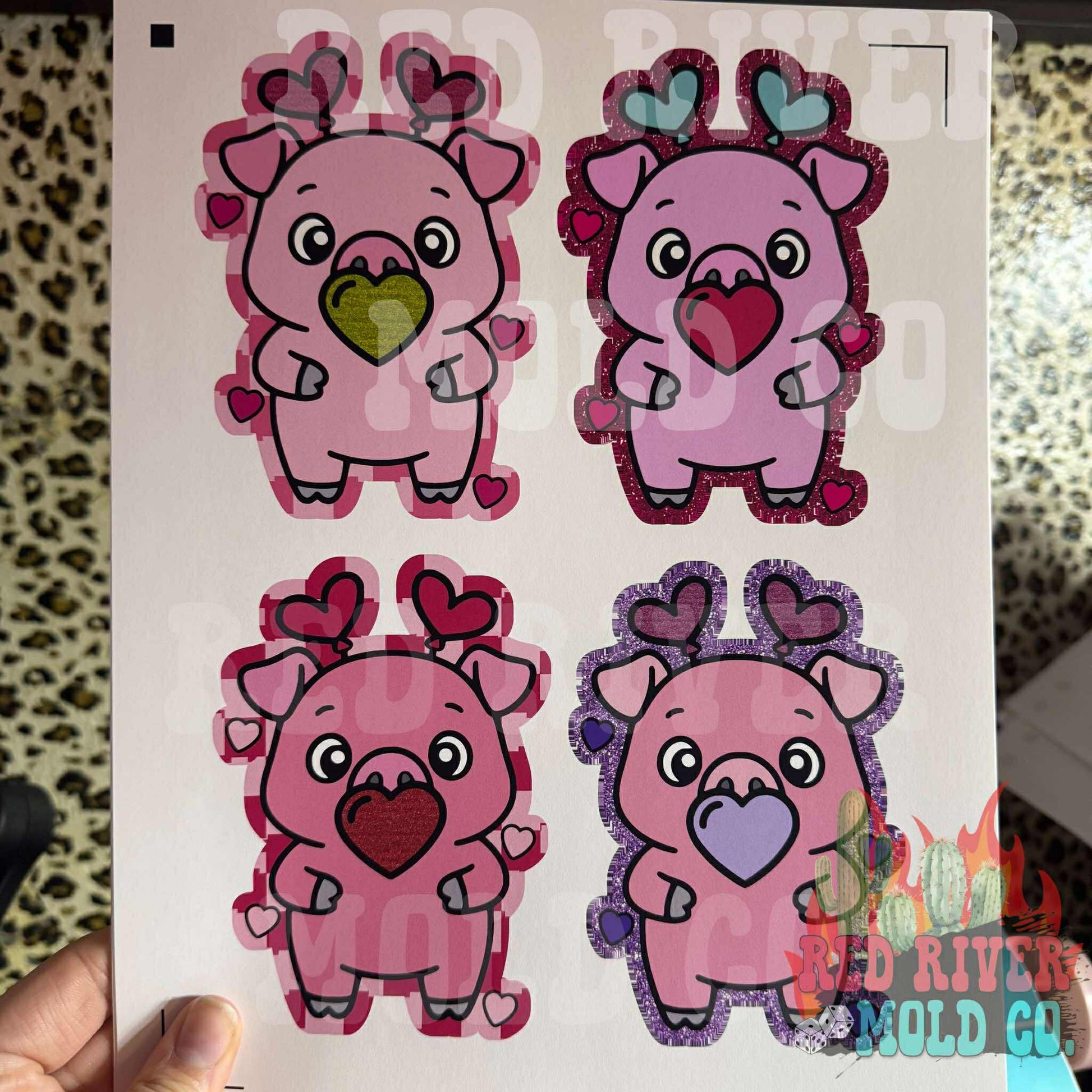 RRMC Vday Pig cardstock grab bag - Red River Mold Co