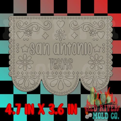 San Antonio papel picado Silicone Freshie Mold - Red River Mold Co