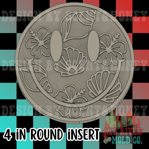 Seashell Smiley 4 in Round Mold Insert - Red River Mold Co